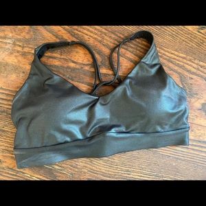 Athleta Green Shimmery Sports Bra